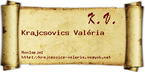 Krajcsovics Valéria névjegykártya