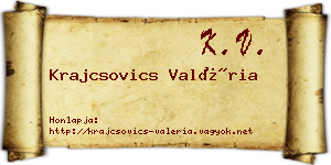 Krajcsovics Valéria névjegykártya